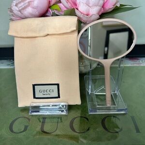 Gucci Beauty Pink Hand Mirror with Cream Case